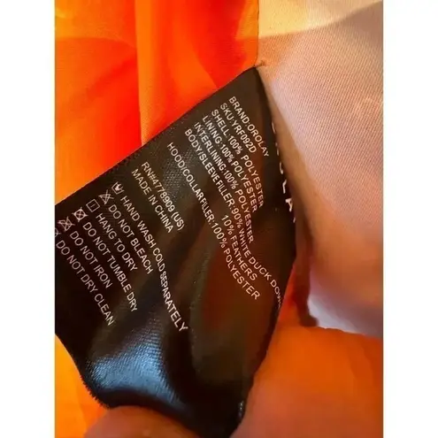 OroLay Puffer Coat Jacket with Hood Knee Length Green Quilted Padded Winter Warm Orange Size M