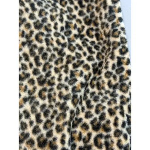 Le Moda Camel Color Fleece Cape Poncho Leopard Print Trim Mob Wife Retro Chic Tan Size L