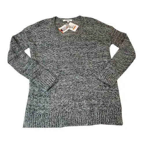 Company Ellen Tracy Womens V Neck Marled Knit Sweater M Pewter Marl NWT Gray Size M