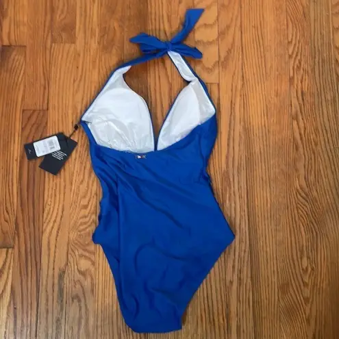 Tommy Hilfiger ‎ Ruched Tummy-Control One-Piece Swimsuit Blue size 6 NWT