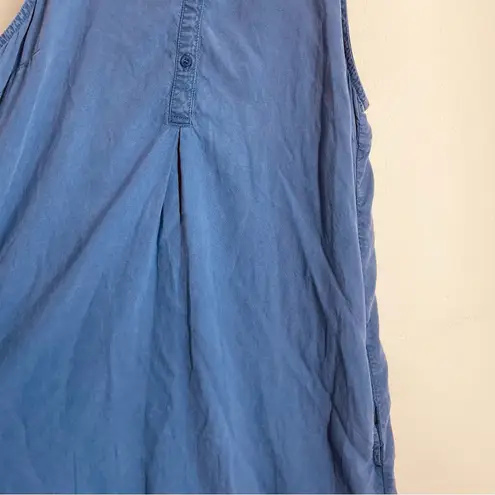 Bella Dahl Blue Sleeveless Dress Button Front size M Frayed Collar
