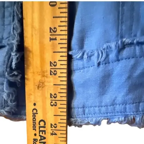 Elie Tahari Elie by 100% Linen raw hem jean jacket cornflower XL casual elegance