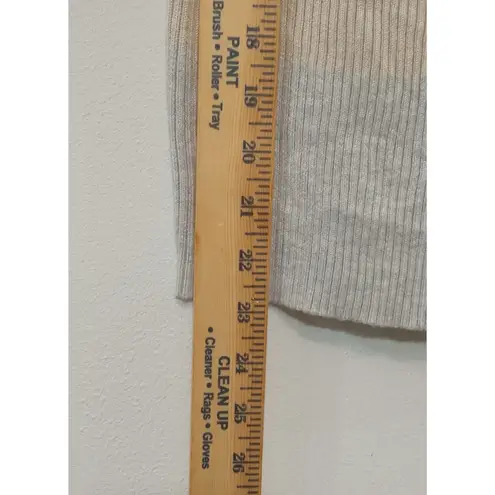 Tahari Women's Sweater Pastel Striped Bubble Cuff Sleeves Gray Pink Sz Medium