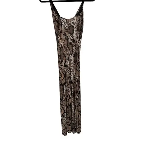 Ambrielle Womens Maxi Babydoll Sleep Dress Snake Print V