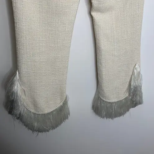 Alexis Ivory Fringed Tatum Tweed Wide Leg Pants Womens Small