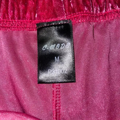 Vegas Crushed Velvet Shorts Womens Medium Pink Dolphin Hem High Waist Casual Y2K