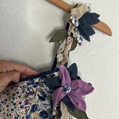 Humming Floral Vine Strap Dress Fairy Cottage Milkmaid Feminine Fae Earthy Blue Size M