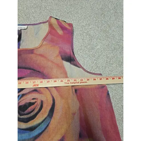 Carol Rose Caroline Rose Linen Lined Jacket Blazer Pockets w/ Tank Art Colorful Sz 3X USA