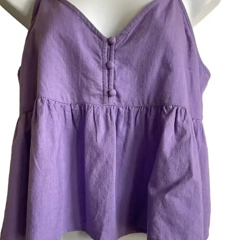 Abound  Women Cropped Babydoll Top Spaghetti Straps XS Purple Festival Girly