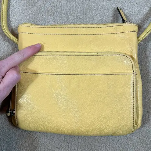 Tignanello Yellow Leather Women Crossbody Shoulder Bag Purse