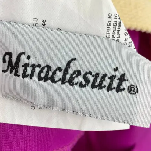 MiracleSuit One Piece Swimsuit Crossover Faux Wrap Ruched Magenta Pink NEW 10