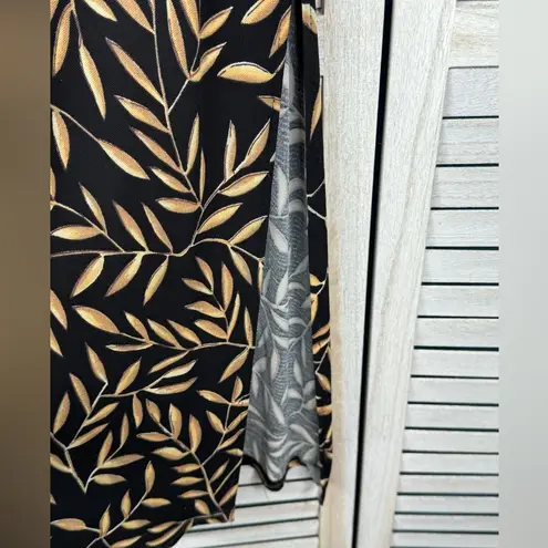 SODA BLU Vintage 90's Maxi Skirt Black/Tan Leaf Print