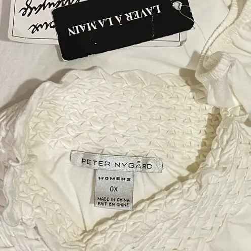 Peter Nygard Blouse Long Sleeve White Woven Mock Turtle Neck Plus Size OX NEW