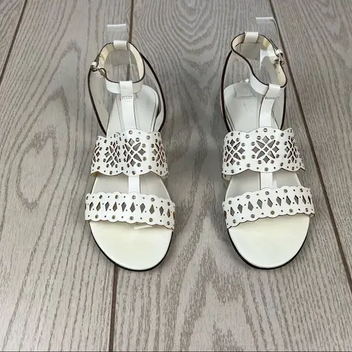 Furla Aurora Laser Cut Lace Pattern Leather Sandals EUR38 Petalo LE White $345