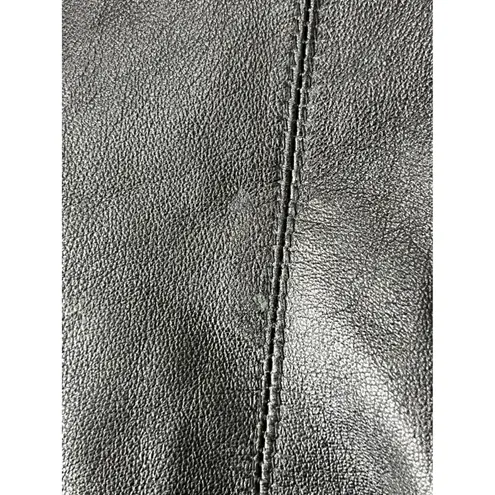 Vera Pelle Women's Black Leather Jacket Made in Italy Two Button Closure