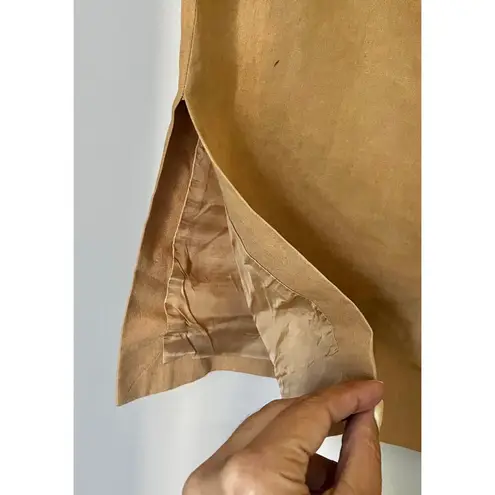 Salvatore Ferragamo Linen Pencil Skirt in Beige w/Slide Slits Knee Length sz. S