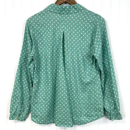 Soft Surroundings Womens Small Linen Top Polka Dot Beachy Summer Coastal Preppy