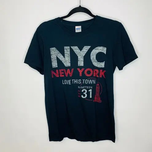 Gildan NYC New York T Shirt Black Red Graphic Sz Small