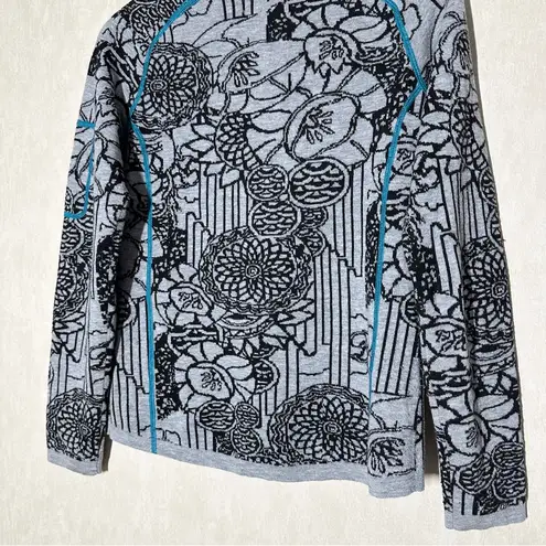 Title Nine Women’s Wool Blend Pull Over Sweater 1/4 Zip Outdoor Floral Print M