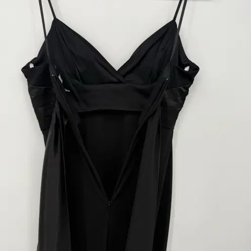 De Laru Black Long Formal Dress Satin Tie Bow Size 3/4 Y2k