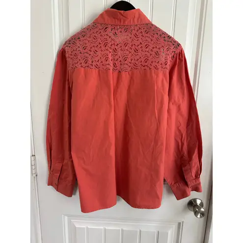 Red Ranch Lace Pearl Snap Button Shirt Women XXL Western Cowgirl Y2K Cowgirl