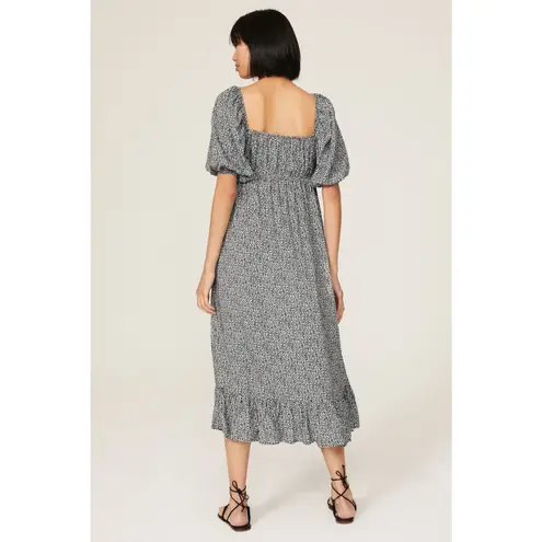 Slate + Willow Women's White Black Ditsy Floral Tie Front Midi Dress Size Small