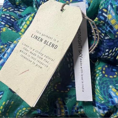 Midnight sky NWT Floral Linen Blend Belted Pull On Pants Size Small S NEW