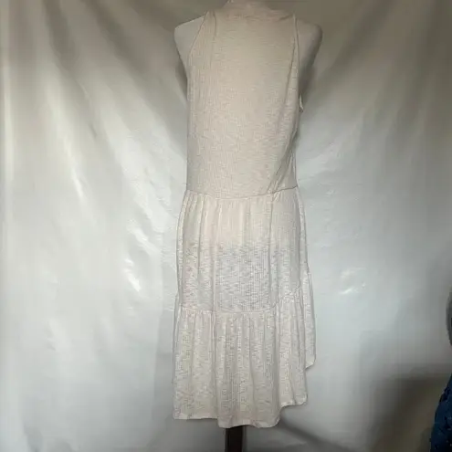 Liberty Love Hi-Low Dress Sz XL Cream Ribbed Sleeveless Tier Y2K Fairy Ethereal