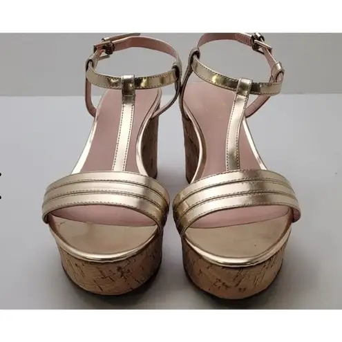 Kate Spade  Tallin Metallic Gold Cork Wedges - size 7.5