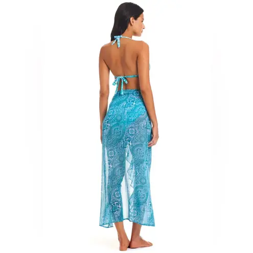 Bleu Rod Beattie Coastal Cool Long Chiffon Ruffle Pareo Cover Up
