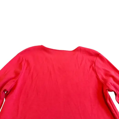 Pendleton Pendelton Bold Coral Long Sleeve T-Shirt Stretch 100% Cotton Size Medium Women's