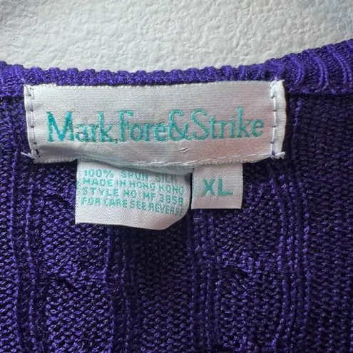 Mark Fore & Strike 100% Spun Silk Crew Neck Sweater Purple Textured Fitted Sz XL