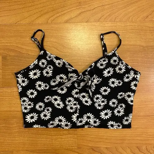 Forever 21  Black & White Floral Tie Front Top