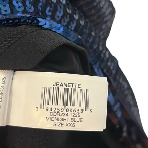 Dress the Population Jeanette Dress Sequin Midi Strapless Sheath Blue Size XXS