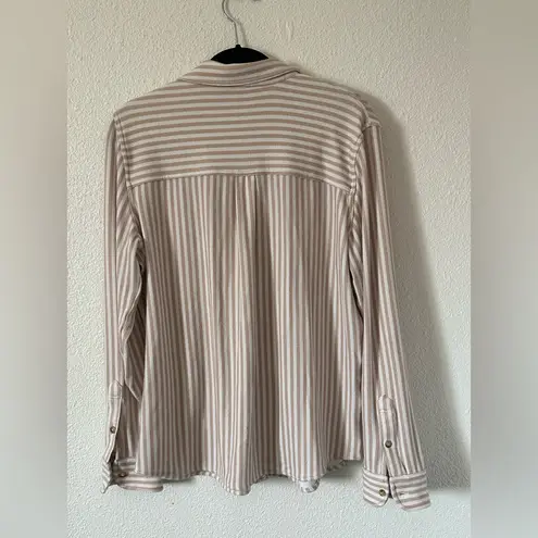 Faherty Legend Sweater Shirt Tannin Stripe sz large