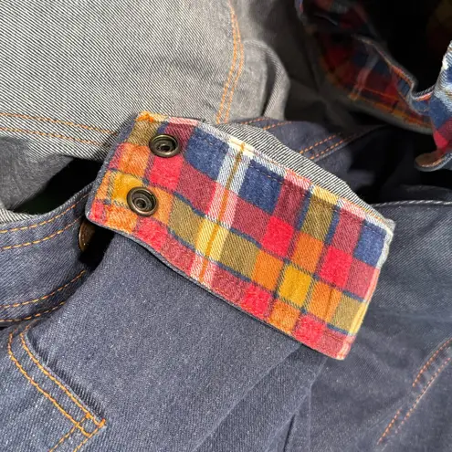 Vintage 80s Briarcliff Denim Chore Coat Workwear Jacket Cargo Pocket Sleeve XL Blue