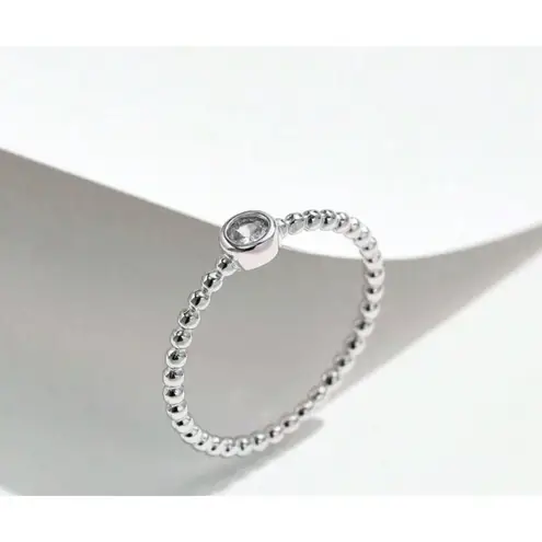 Boutique SALE 14k Platinum Beaded Bezel Diamond Ring, GRA Certificate