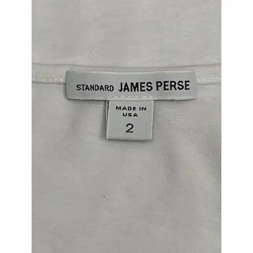 James Perse Standard Deep V-Neck White T-Shirt Size 2 Made in USA