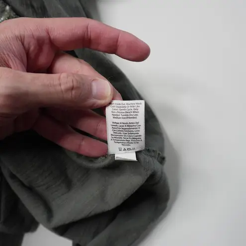 Womens 2X Green Tiered Midi Maxi Shirt Dress 100% Cotton Scoop Neck Short Sleeve