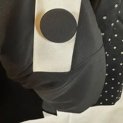 Danielle Bernstein Black Satin Blazer Jacket Coat Rhinestone Sleeves XS NWT