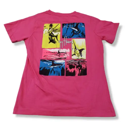 Guy Harvey Top Size Medium Graphic Tee T-Shirt V-neck Marlin Shark Fish