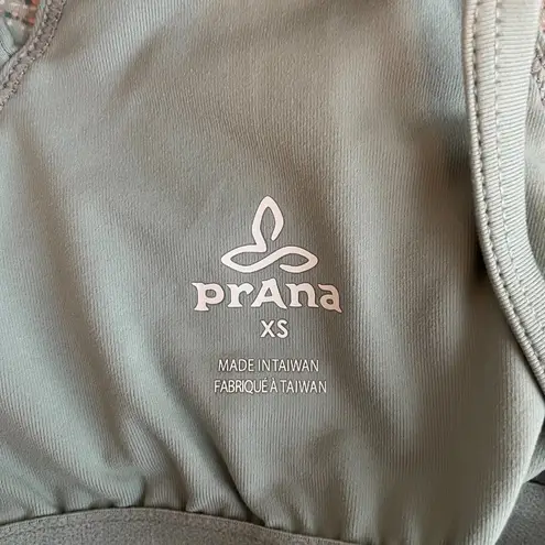 prAna Women XS Green Tan Stripe Ardor Dress Racer Back Bra Shelf Athleisure