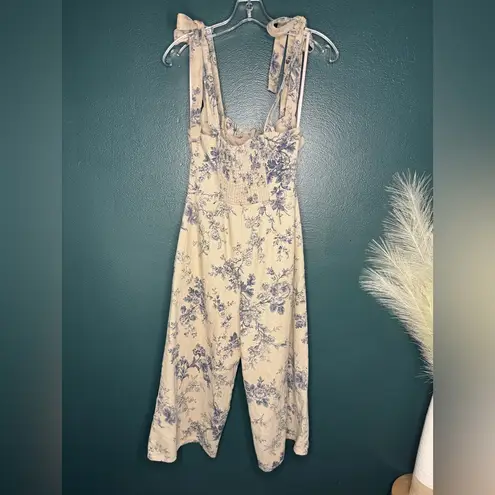 Gal Meets Glam Linen Blue Floral Jumpsuit