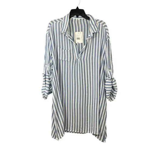 Raviya NEW Plus Size Striped Tunic Shirt Cover