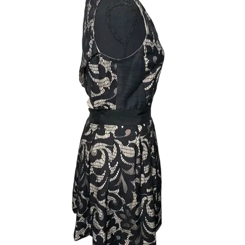 Sea New York Full Lace Front Zip Sleeveless Dress Size 8 Open Back Mini Dress Black