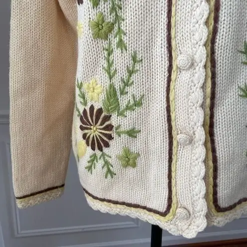 Vintage 50s Hand Fashioned Hand Loomed 100% Virgin Wool Button Cardigan M Size M