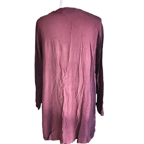 carole little PURPLE EMBROIDERED TUNIC STYLE BUTTON UP SIZE 14
