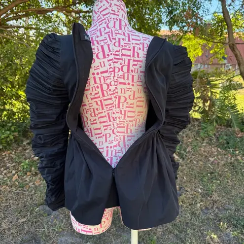 Kourt Alice Sweetheart Peplum Black Top Ruched Sleeve Structured Size S Few Moda