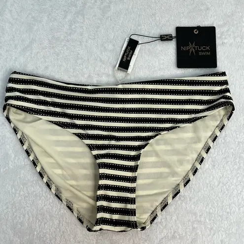 Nip Tuck Swim Womens Size 6 Bikini Swimwear Bottoms Black White Stripe NWT