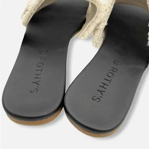 ROTHY’S retired triple band seashell fringe white slip on flat sandals Sz 10